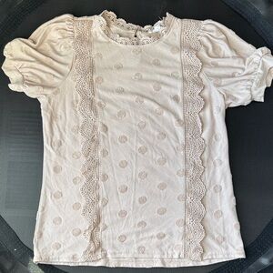 Elegant Cream Lace Trim Women's Top